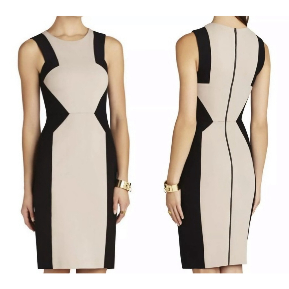 BCBGMAXAZRIA Evelyn Fully Lined Colorblocked Knee-length Dress Size 4 Pre-owned
